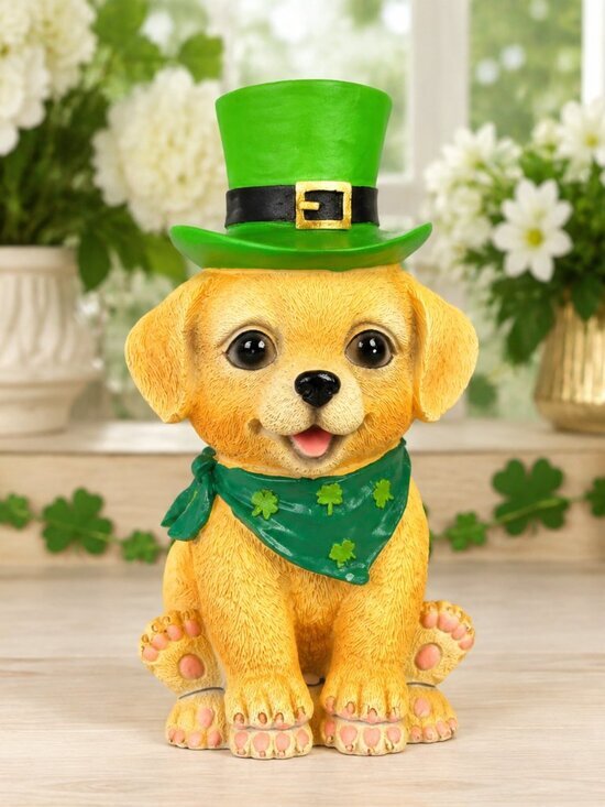 Other - St Patrick’s Day Puppy Figurine Leprechaun Hat Shamrock 9 Inch NWT
